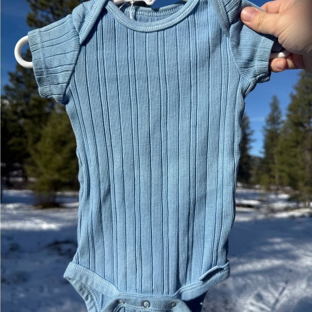 Natural Dye Indigo Ribbed Baby Bodysuit